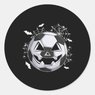 Sticker Rond Citrouille de Soccer Jack O Lantern Visage Costume