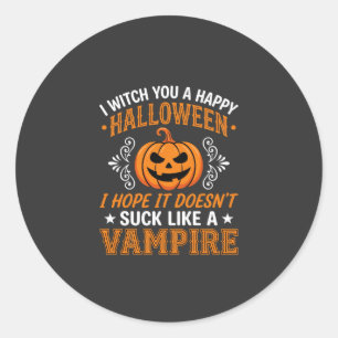 Sticker Rond Citrouille de vampire drôle d'Halloween