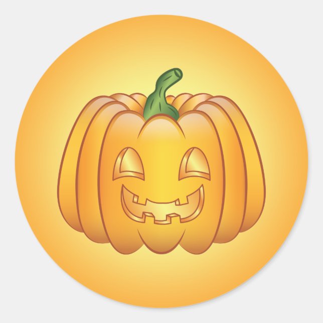 Sticker Rond Citrouille d'Halloween caricature orange (Devant)