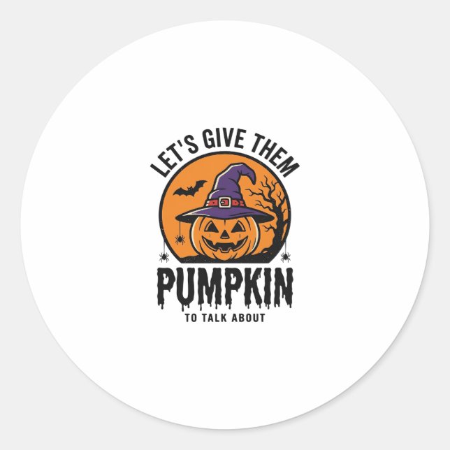 Sticker Rond Citrouille d'Halloween Chapeau de Sorcière Drôle É (Devant)