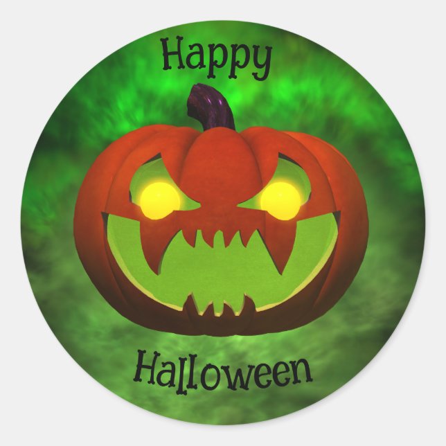 Sticker Rond Citrouille d'Halloween éffrayant (Devant)