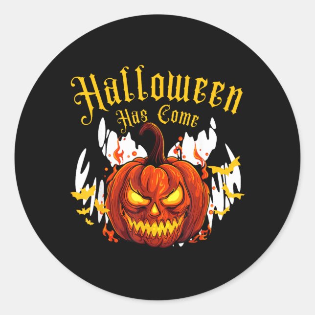 Sticker Rond Citrouille d'Halloween effrayante (Devant)