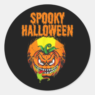 Sticker Rond Citrouille d'Halloween effrayante