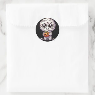 Sticker Rond Citrouille d'Halloween mignonne/maman