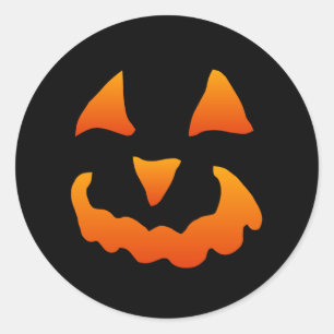 Sticker Rond Citrouille d'Halloween orange et noir