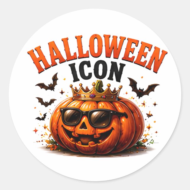 Sticker Rond 👑 Citrouille drôle de citation d'Halloween 🎃 (Devant)