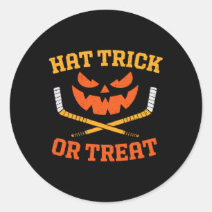 Sticker Rond Citrouille drôle de hockey sur glace Halloween Hom