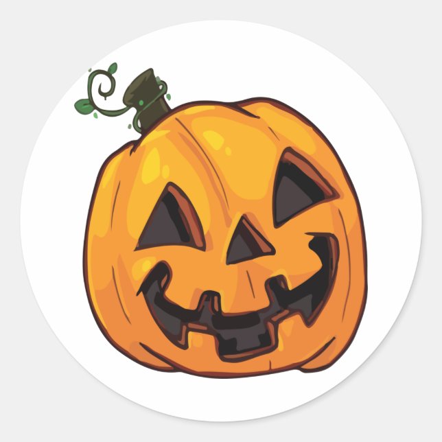 Sticker Rond Citrouille drôle d'Halloween (Devant)