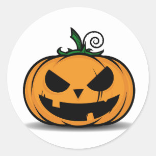 Sticker Rond Citrouille éffrayant de Halloween