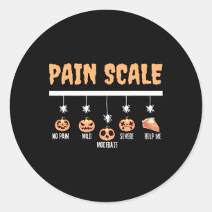 Sticker Rond Citrouille éffrayant Échelle de douleur Trauma Nur
