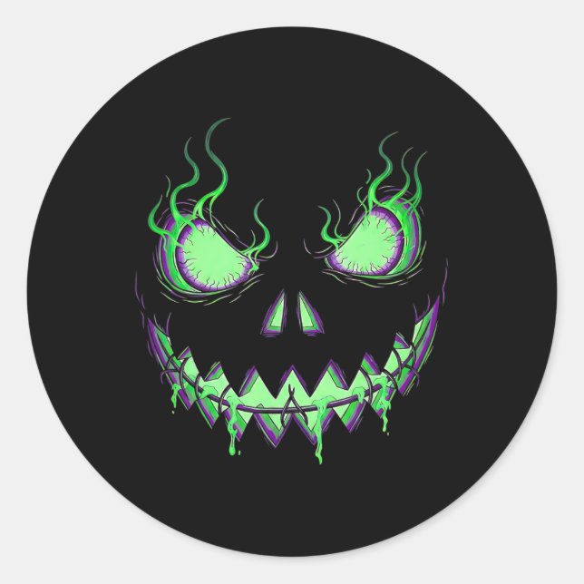 Sticker Rond Citrouille effrayant Jack-o'-lantern Enfants d'Hal (Devant)