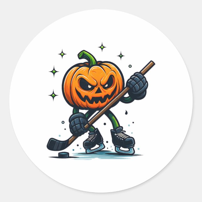 Sticker Rond Citrouille effrayante d'Halloween montrant des com (Devant)