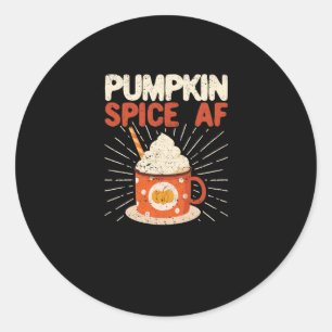 Sticker Rond Citrouille Épice AF Drôle Lover café automne Merci