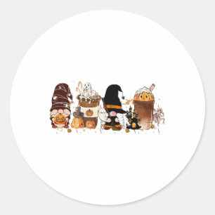 Sticker Rond Citrouille Épice Cute Latte Iced Café Automne Chut