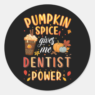 Sticker Rond Citrouille épice Dentiste puissance automne saison