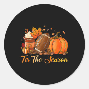 Sticker Rond Citrouille Épice Football C'Est La Saison Automne