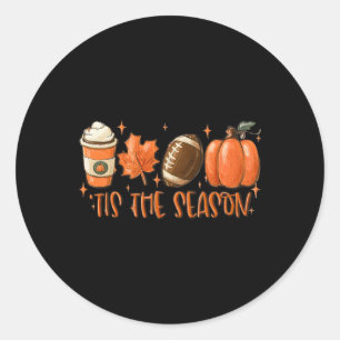 Sticker Rond Citrouille Épice Footbyll C'Est La Saison Automne 