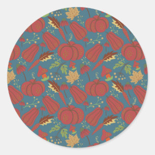 Sticker Rond Citrouille et carotte sans couture motif rouge et