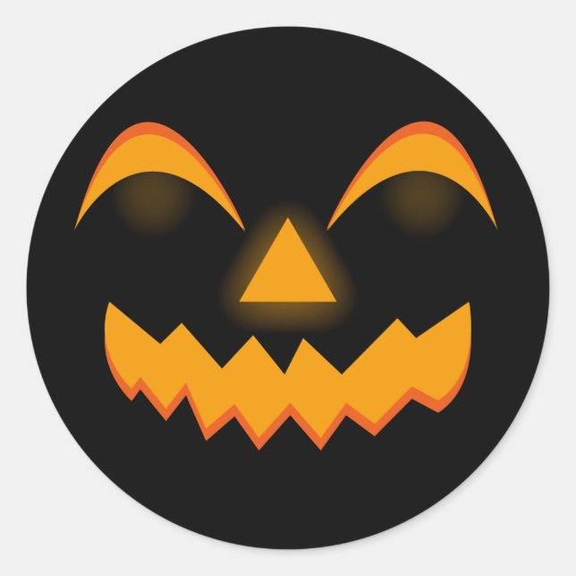 Sticker Rond Citrouille Face Orange Glow Effet Halloween (Devant)