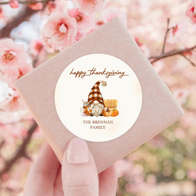 Sticker Rond Citrouille Fall Gnomes Thanksgiving (Créateur téléchargé)
