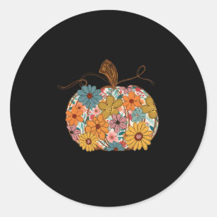 Sticker Rond Citrouille Floral Automne Saison Fleur Sauvage Rem