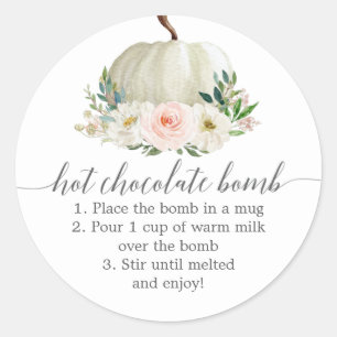 Sticker Rond Citrouille Floral Rustique Hot Chocolate Bombe Fav