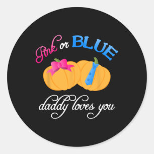 Sticker Rond Citrouille Genre Révéler Papa aime Vous Tomber Thè