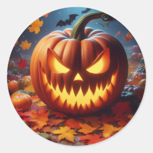 Sticker Rond citrouille/Halloween/chauve-souris éffrayant