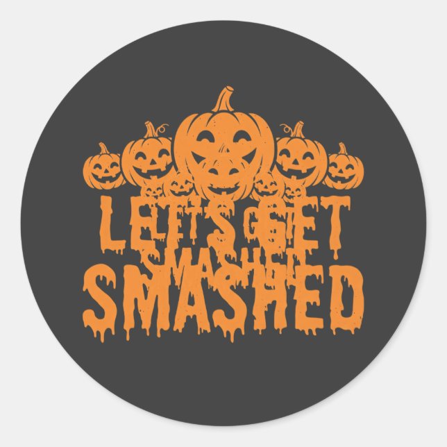 Sticker Rond Citrouille Halloween Déchaînons-Nous (Devant)