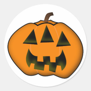 Sticker Rond Citrouille Halloween Jack-o' Lantern Avec 3 Yeux