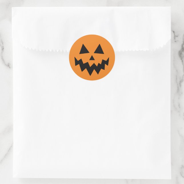 Sticker Rond Citrouille Halloween Jack-o'-lantern Orange (Sac)