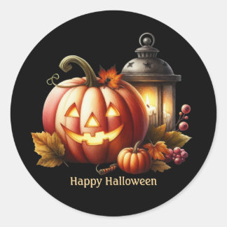 Sticker Rond Citrouille Halloween mignon personnalisable