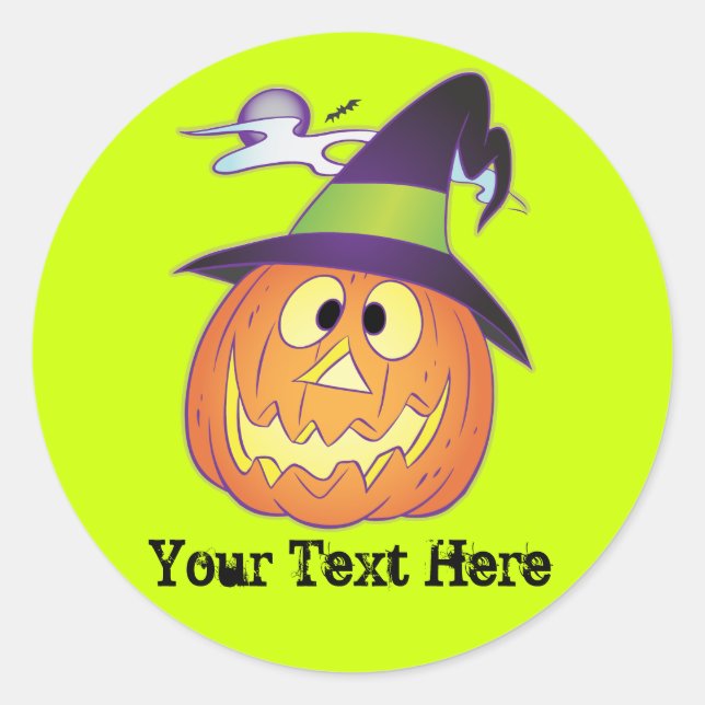 Sticker Rond Citrouille Halloween personnalisable (Devant)