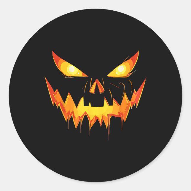 Sticker Rond Citrouille Jack-o'-lantern Face Halloween Hommes G (Devant)