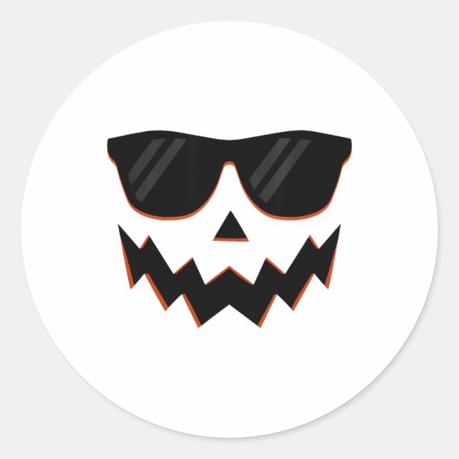 Sticker Rond Citrouille Jack-o'-lantern Visage Hallowen Costume (Devant)