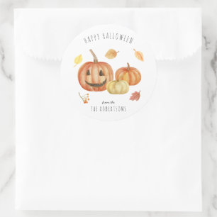 Sticker Rond Citrouille   Joyeux Halloween