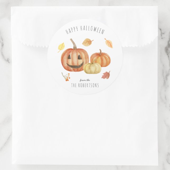 Sticker Rond Citrouille | Joyeux Halloween (Sac)