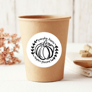 Sticker Rond Citrouille Kisses Harvest souhaite Thanksgiving