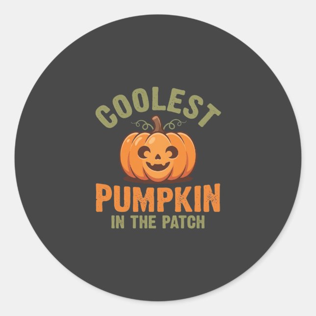 Sticker Rond Citrouille la plus cool du patch Design Halloween (Devant)