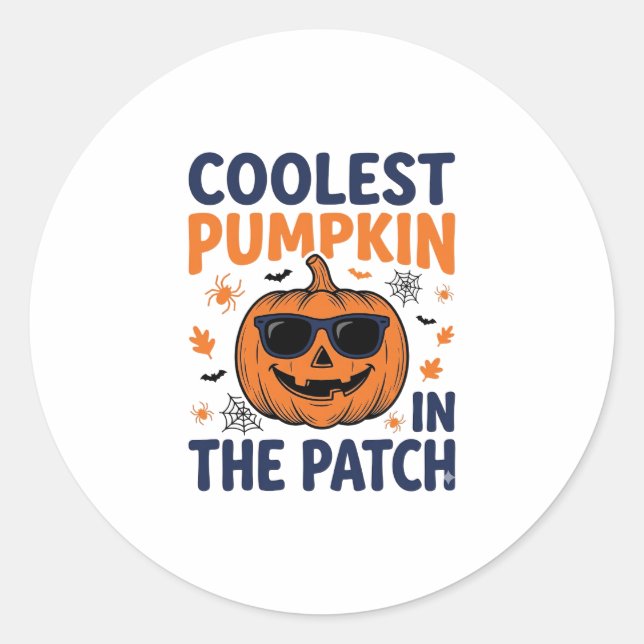 Sticker Rond Citrouille la plus cool du patch Halloween Shirt_1 (Devant)
