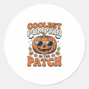 Sticker Rond Citrouille la plus cool du patch Halloween vintage