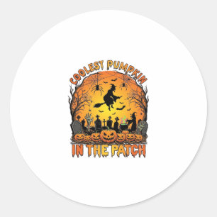 Sticker Rond Citrouille la plus cool Patch Halloween Sorcière A