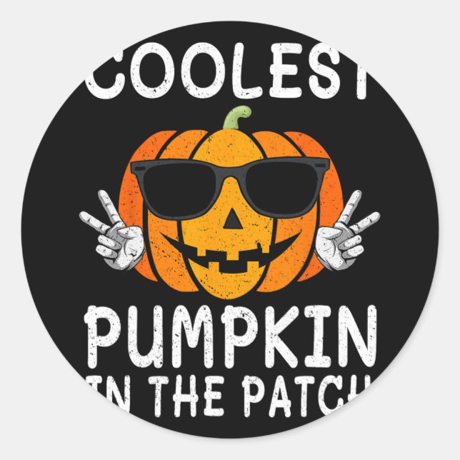 Sticker Rond Citrouille Le Plus Cool Dans Le Patch Fun Boys Fil (Devant)