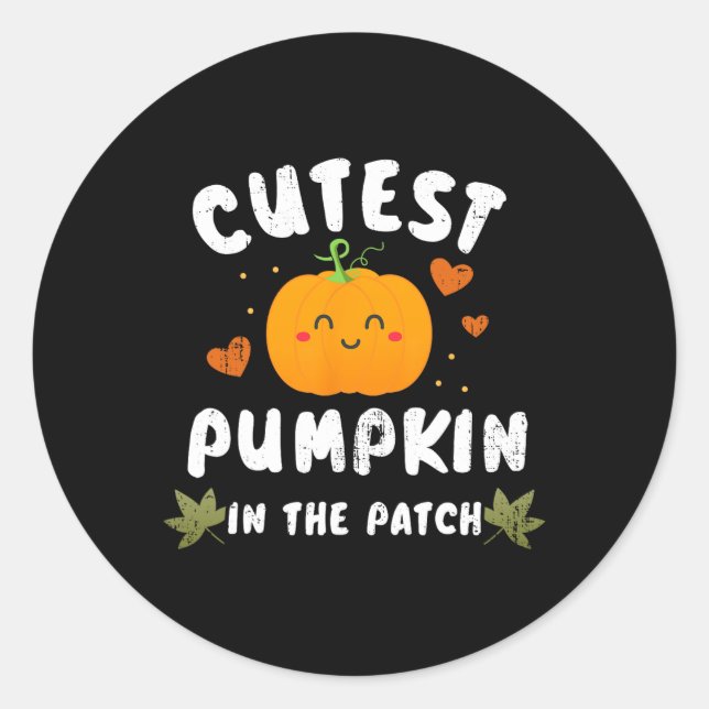 Sticker Rond Citrouille Le Plus Cutest Dans Le Patch Costume D' (Devant)