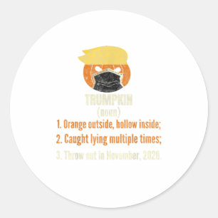 Sticker Rond Citrouille masqué Trumpkin Funny Halloween Anti