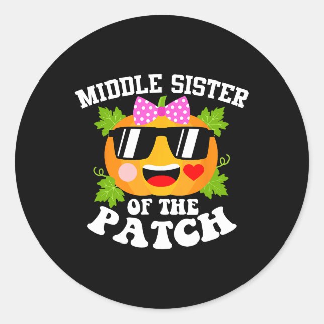 Sticker Rond Citrouille Middle Soeur Du Patch Fun Halloween (Devant)