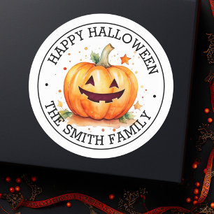 Sticker Rond Citrouille mignonne Joyeux Halloween