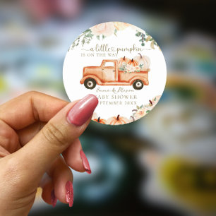 Sticker Rond Citrouille Moderne Minimaliste Automne Baby shower