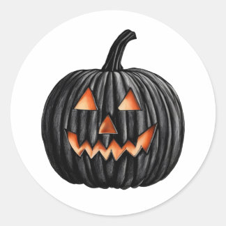 Sticker Rond Citrouille noir