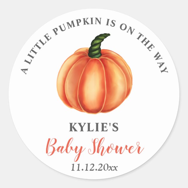 Sticker Rond Citrouille orange | BABY SHOWER (Devant)